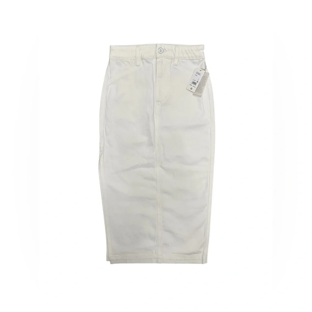 FAVORITE DAUGHTER Denim Midi Skirt The Mischa Leche White Size 24 $218 MSRP NWT - Picture 7 of 15